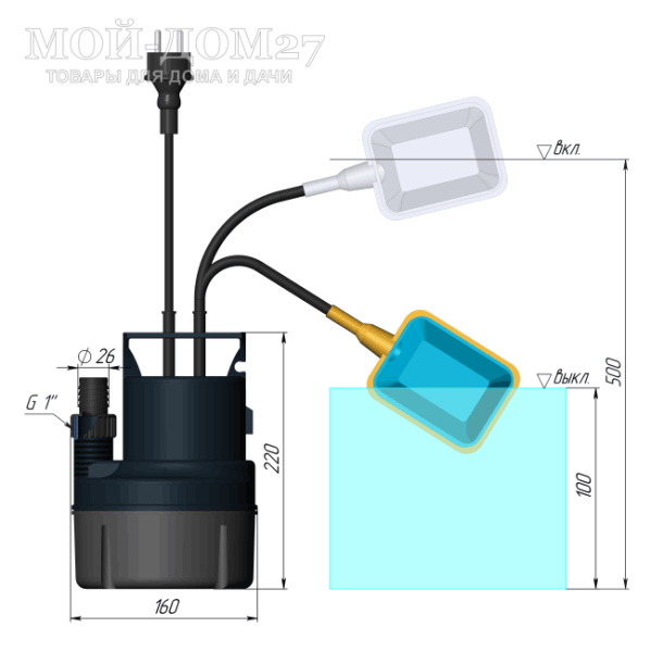 Насос дренажный SUB 209 P | Мой-Дом27 | Предназначен для отвода сточных дождевых вод, осушения контейнеров, лодок или яхт, откачивания воды из колодцев и шахт, для перекачивания чистой или слегка загрязнённой воды (максимальный размер механических включений — 5 мм)